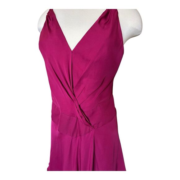 Haute Hippie Intermix Cassidy Mini Layer Dress Sz 6 Silk Fuchsia Crossover Front - Picture 3 of 9